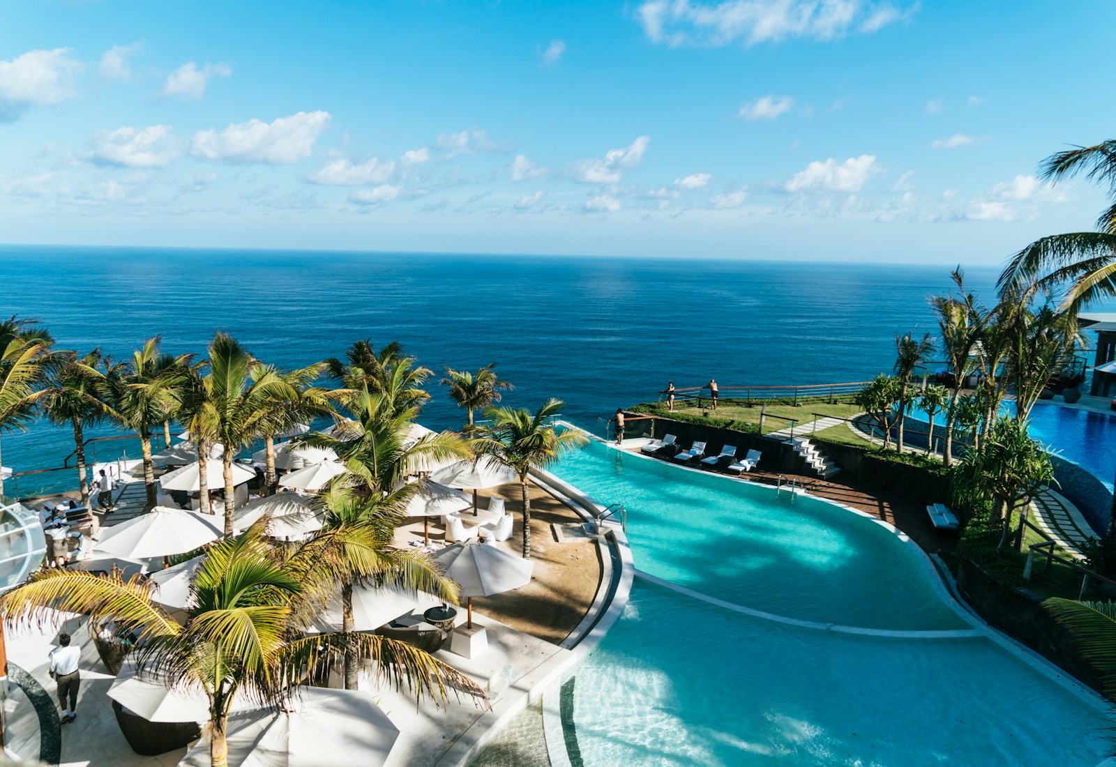 Luxury resort infinity pool at dusk